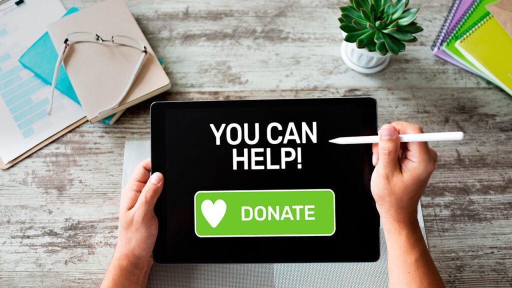 Tablet with open donation page